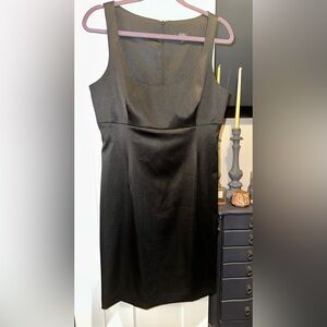 Vintage BCBG Neck A-line Sleeveless Satin Little Black Dress Made In The USA